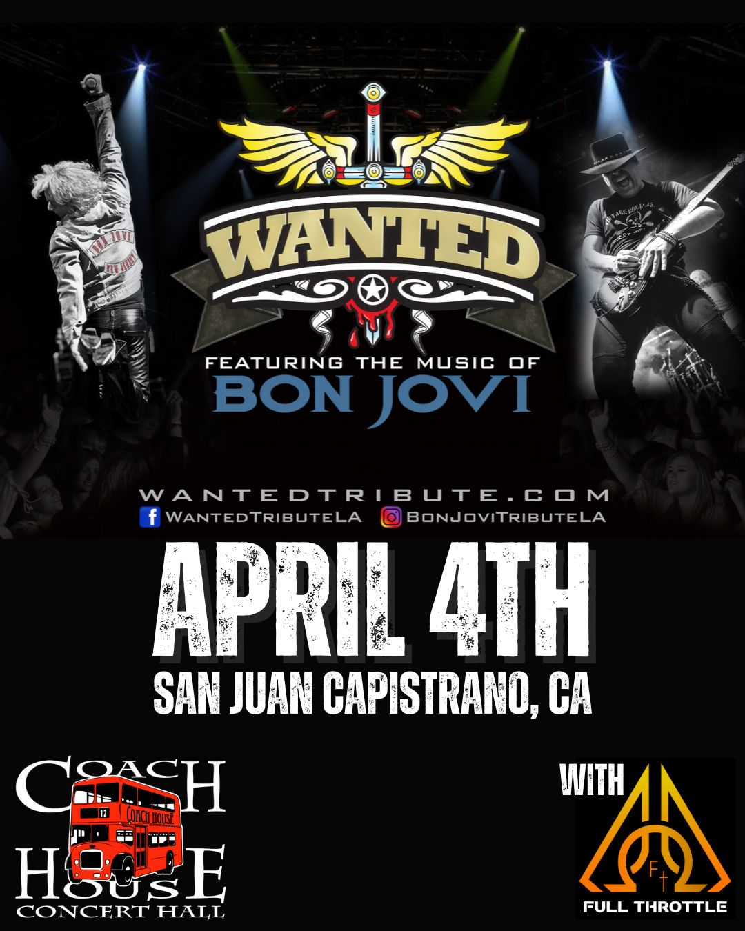 Wanted: The Bon Jovi Tribute at the Coach House on Saturday, April 4